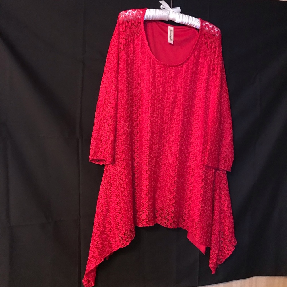 Red Lace Blouse with red silky lining.